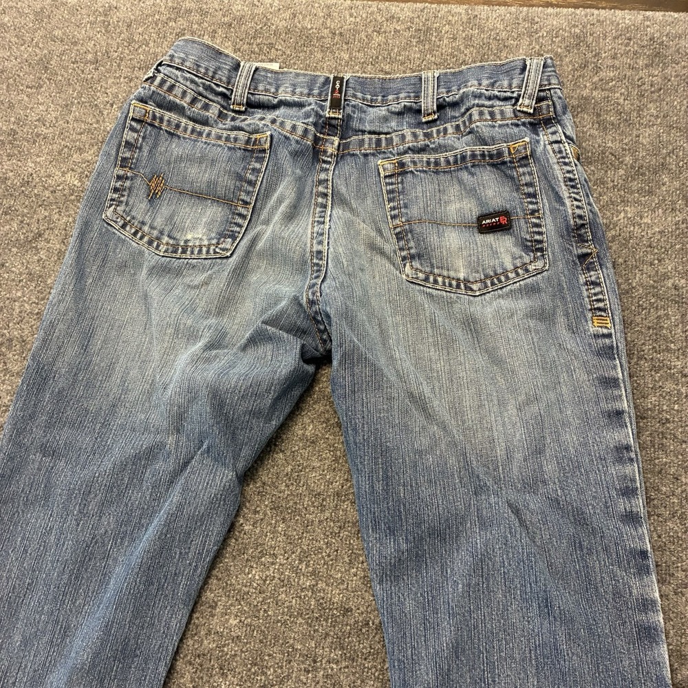 Ariat M4 Relaxed Boot Workwear Faded FR Denim Jeans Mens 36x30 Ripped - Picture 10 of 10